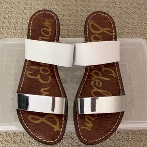 Sam Edelman Krista Metallic Silver/White Slide Sandal